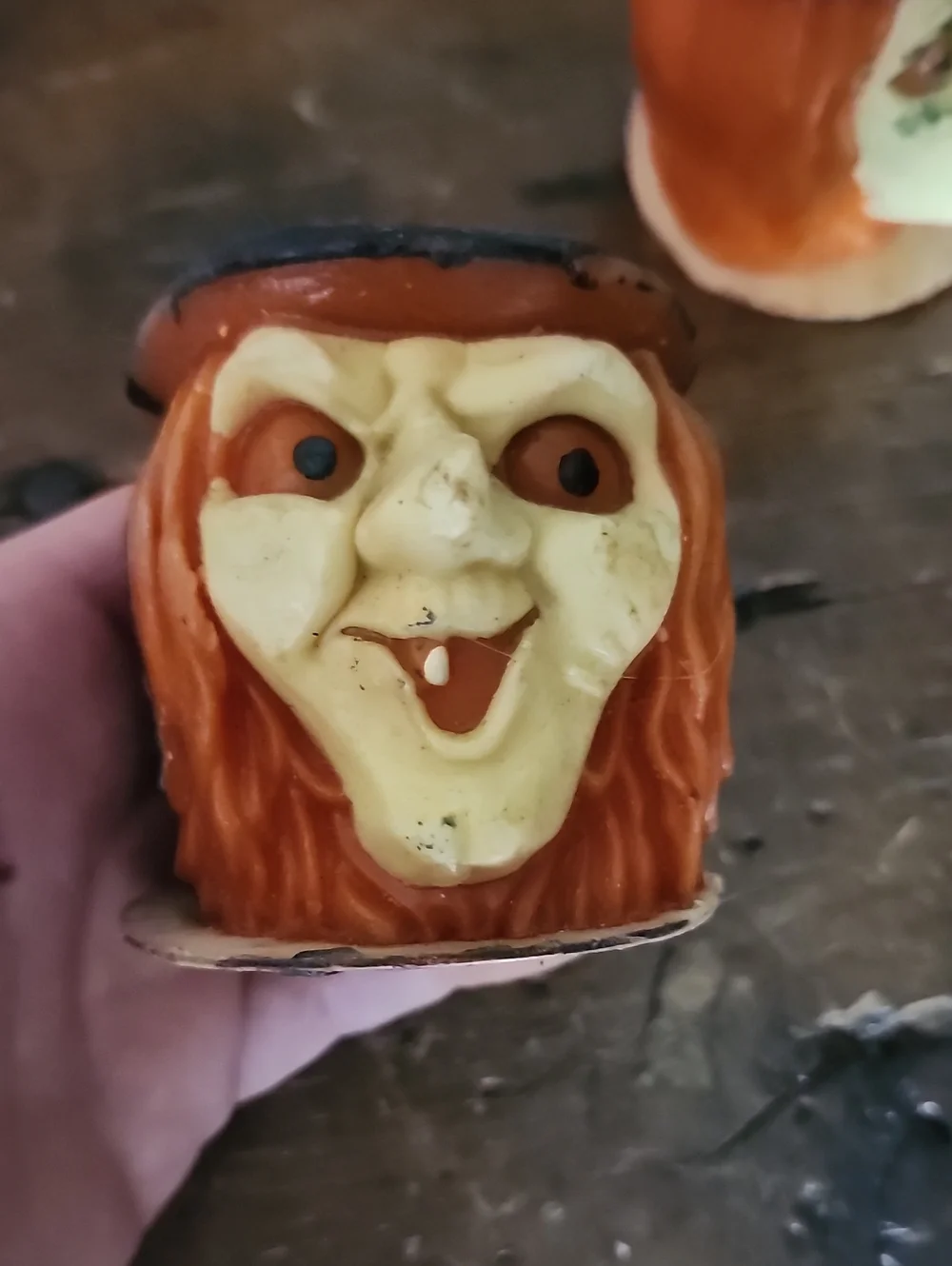 Vintage Gurley Halloween Witch Candles in Orange and Black